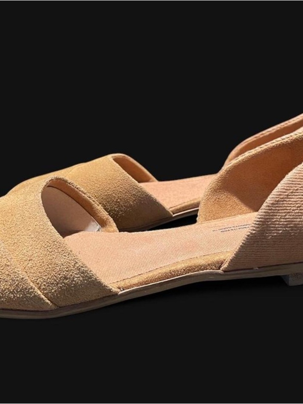 Toms Tan Suede Open-Side Flats